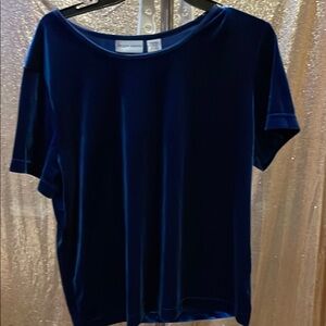 Jaclyn Smith Navy Velvet Short Sleeve Top